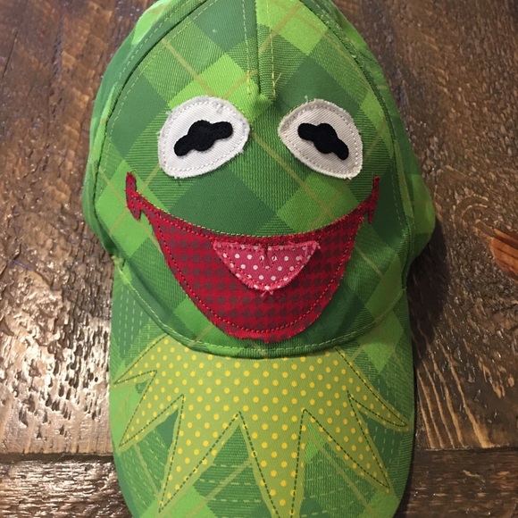 Kermit Frog Muppets Kids Green Plaid Baseball Cap - Picture 6 of 7